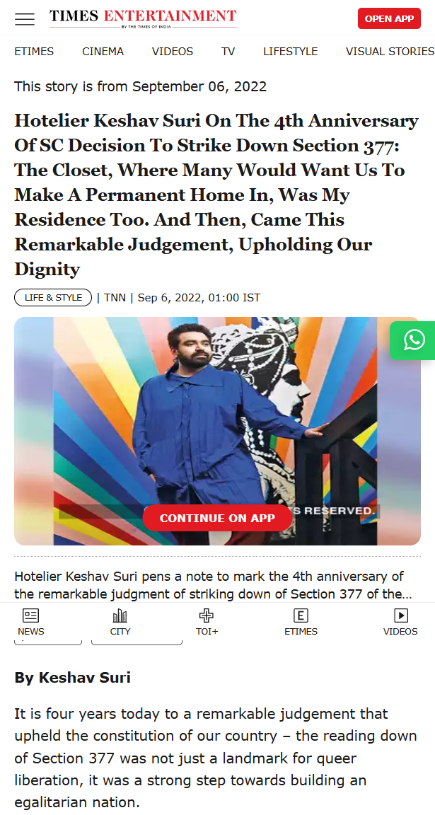 timesofindia-indiatimes-life-style-spotlight-hotelierkeshav-suri-on-the-4th-anniversary-of-sc-decision-to-strikedown-section-377